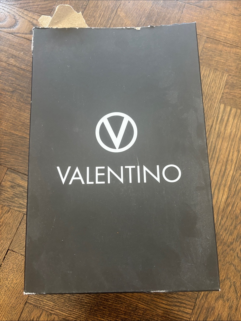 Valentino red and brown sandals with gold logo
